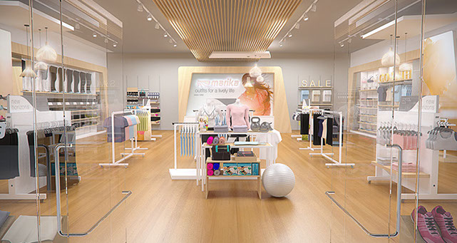 an image of a rendering for retail design concept for Marika designed by Craig Wollen