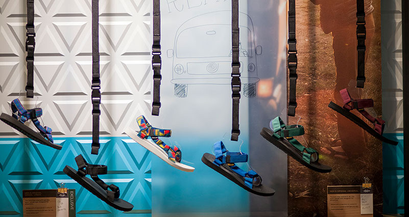 an image of Teva shoes, retail shoe display by Craig Wollen of Turn Design