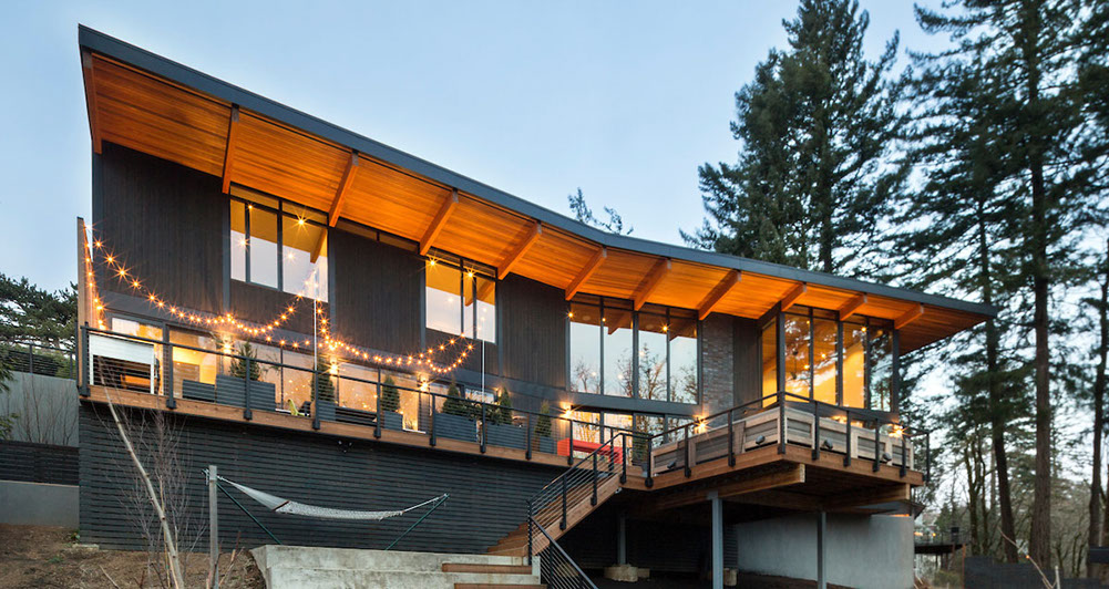an image of exterior luxury home designed by Craig Wollen of Turn Design in Portland,  Oregon