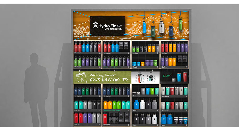 an image of design detail drawings of Hydro Flask retail fixture by Shane Fletcher