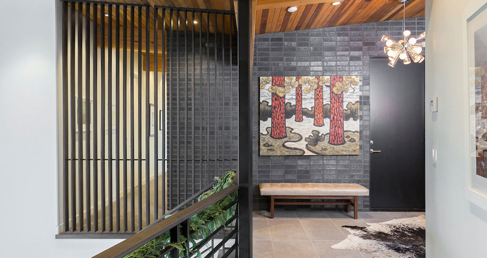an image of entry area with bricks and screen, Luxury home in Portland, Oregon