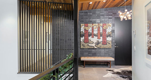 an image of entry area with bricks and screen, Luxury home in Portland, Oregon